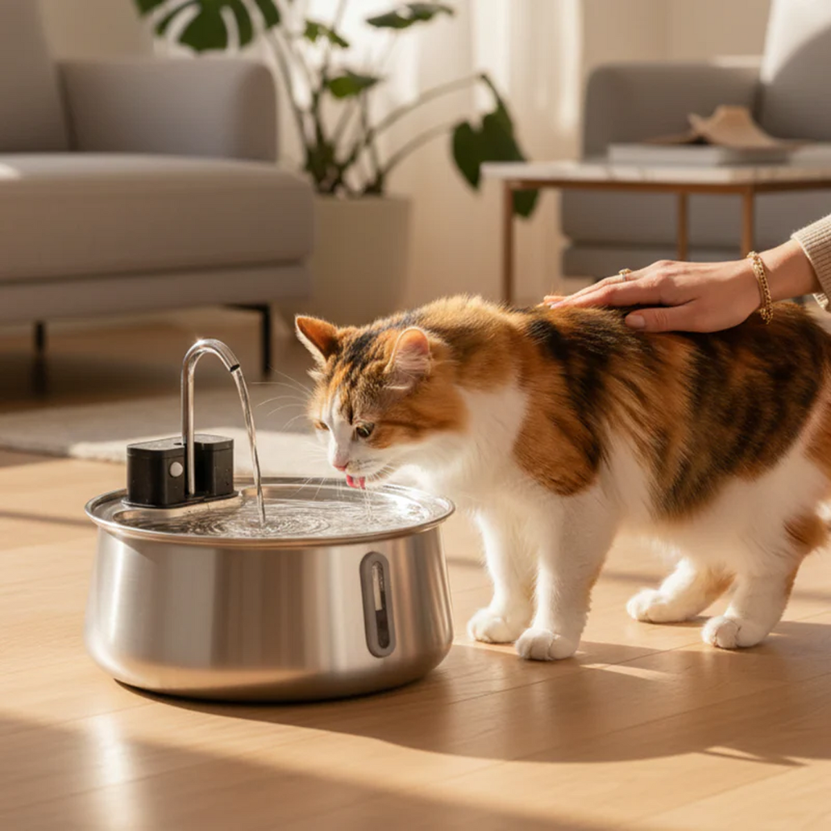 KittySpout stainless steel cat fountain available in multiple colors